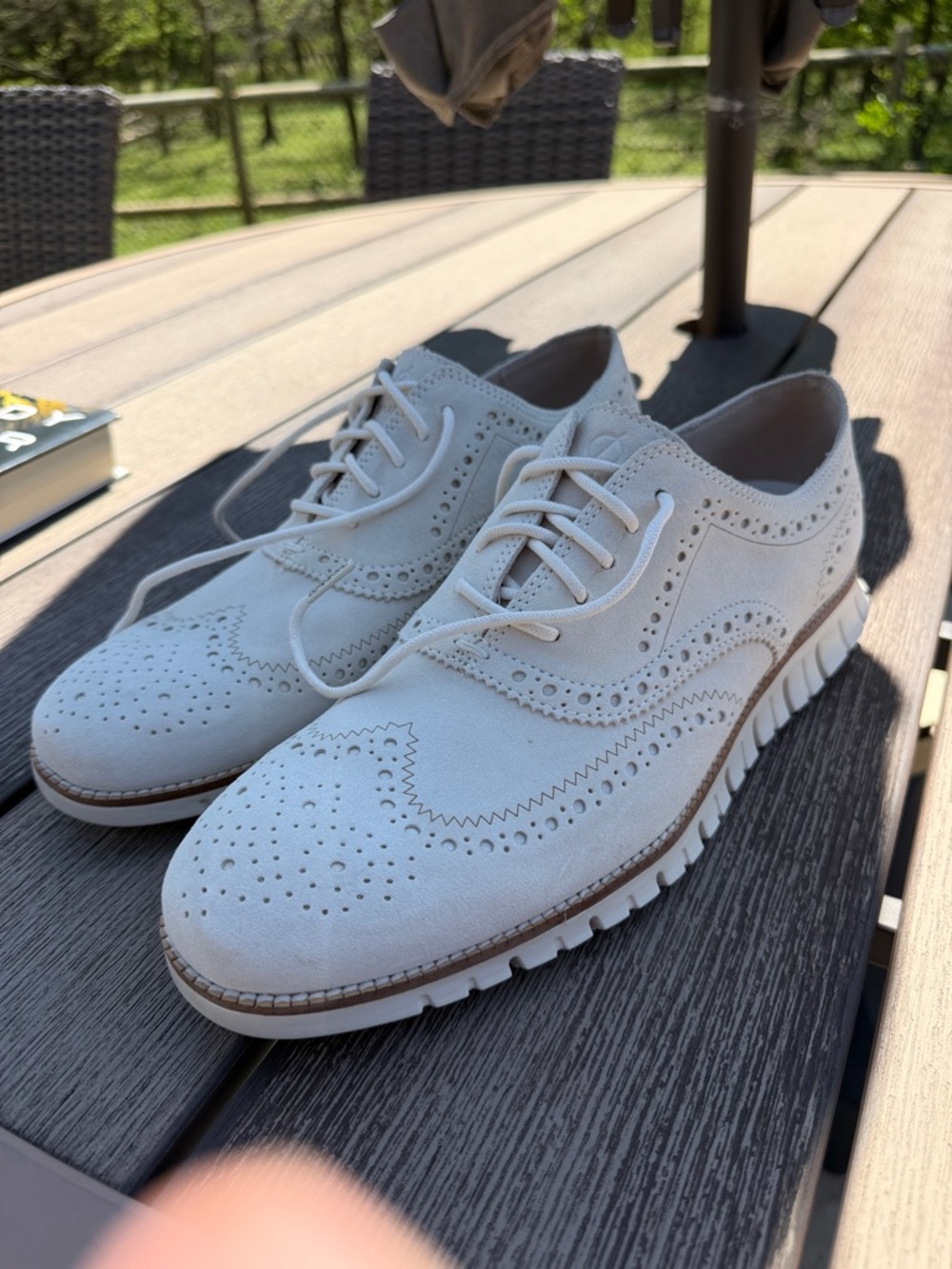 Like New Mens Cole Haan Zerogrand Grand OS Wingtip Oxford 11.5 Ivory